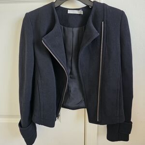 Vince Black Asymmetrical Zip Moto Jacket Size 2